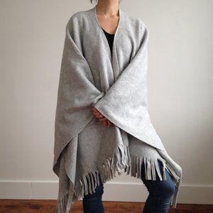 *NWOT* Light Grey Cozy Polar Fleece Poncho Blanket